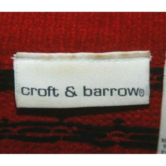 Croft & Barrow Red Nordic Fair Isle Sweater Size M Granny Core Metal Clasp Soft - Picture 9 of 10
